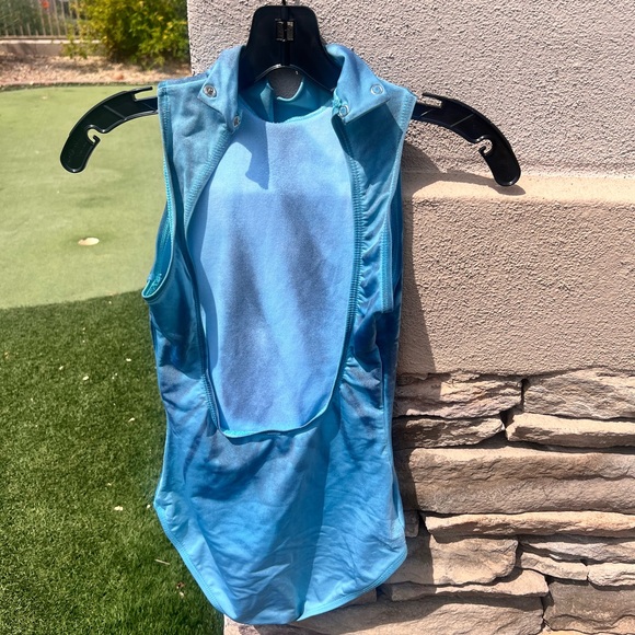 Blue dance mock turtleneck water color leotard women’s size small - Picture 13 of 17